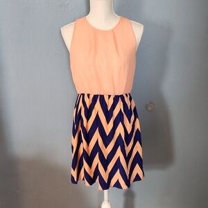 Pink Owl Chevron sleeveless peach fuzz dress